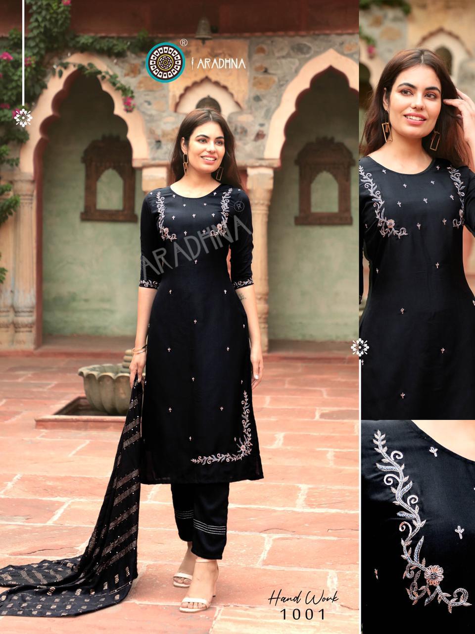 Aradhna Hand Work 1  Latest Designer Fancy Party Wear Embroidery And Manual Work Cotton Silk Exclusive Readymade Collection